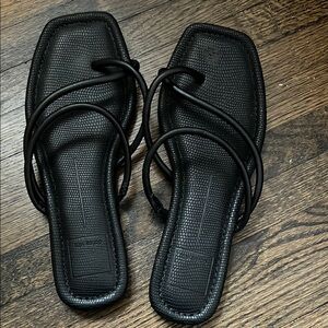 Dolce Vita Black Sandals with Flat Sole and Intricate Straps